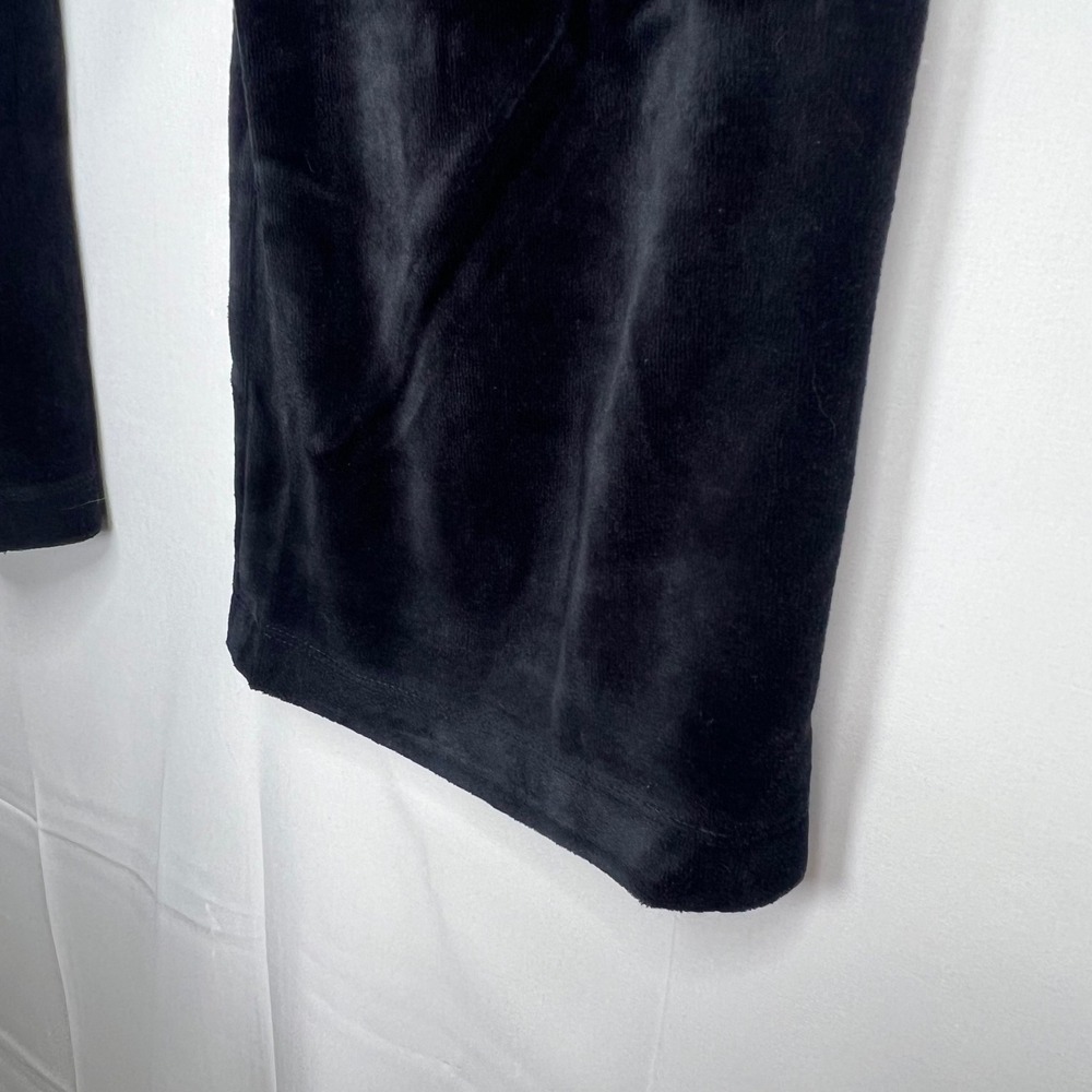 Black Velour Track Pants Womens M Flare Leg Y2K Lounge 90s Minimalism McBling - Picture 3 of 11